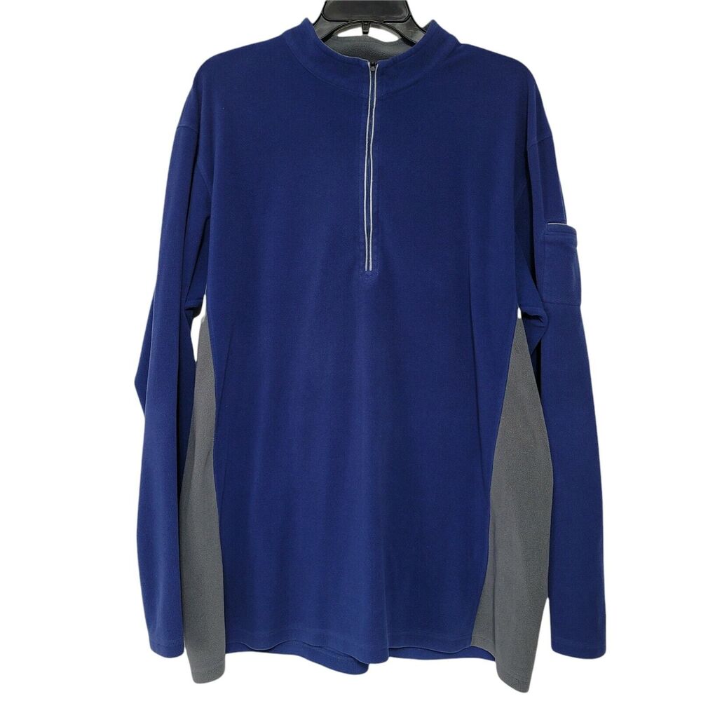 Gander Mountain Sweatshirt Mens XLT Blue Gray Fleece Pull Over Quarter‎ ZIp